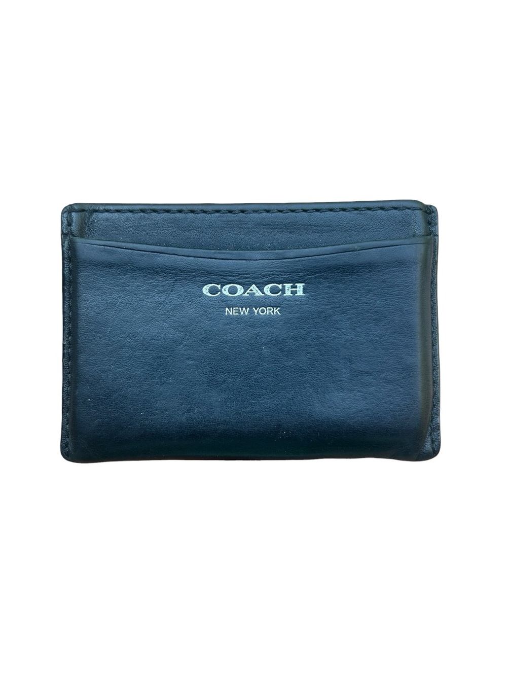 COACH Black Leather Slim Card Holder Wallet • 4 Slots • Unisex